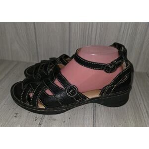 Born Black Leather Sandals Fisherman Cross Straps Open Toe Womens 9 Summer